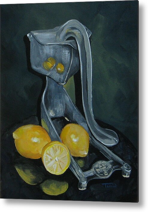 Lemons Metal Print featuring the painting Grandma's Lemons by Torrie Smiley