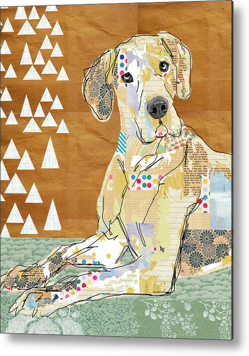 Great Dane Metal Print featuring the mixed media Great Dane Collage by Claudia Schoen