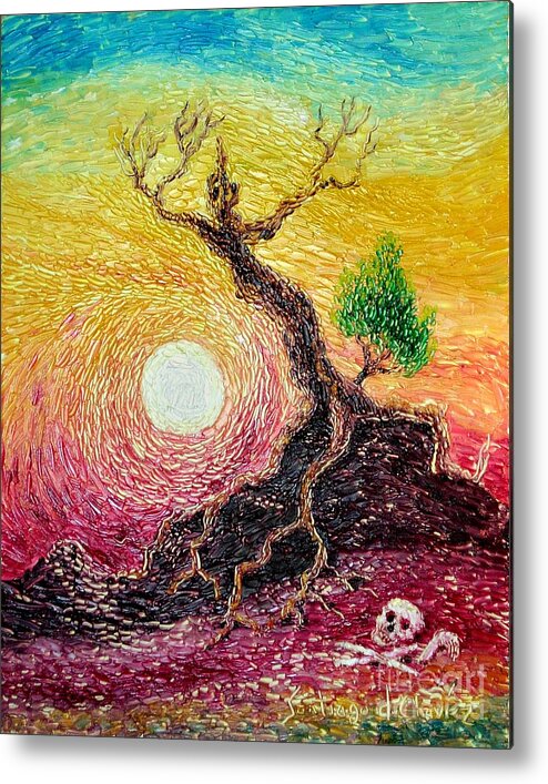 Impressionism Metal Print featuring the painting Greed- Homage To Van Gogh by Santiago Chavez