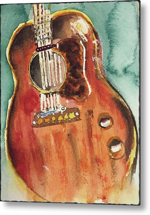 Guitar Metal Print featuring the painting Abstract Guitar #4 by Bonny Butler