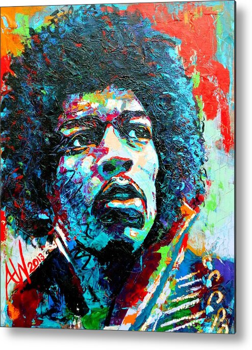 Bright Metal Print featuring the painting Guitar Legend by Angie Wright