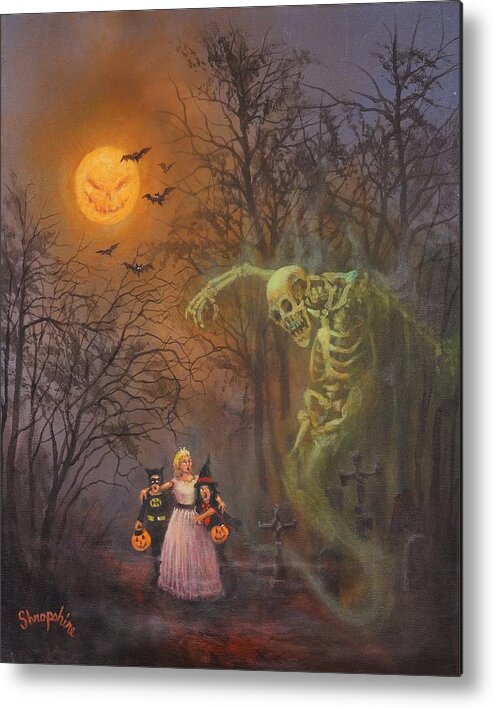 Halloween Metal Print featuring the painting Halloween Spook by Tom Shropshire