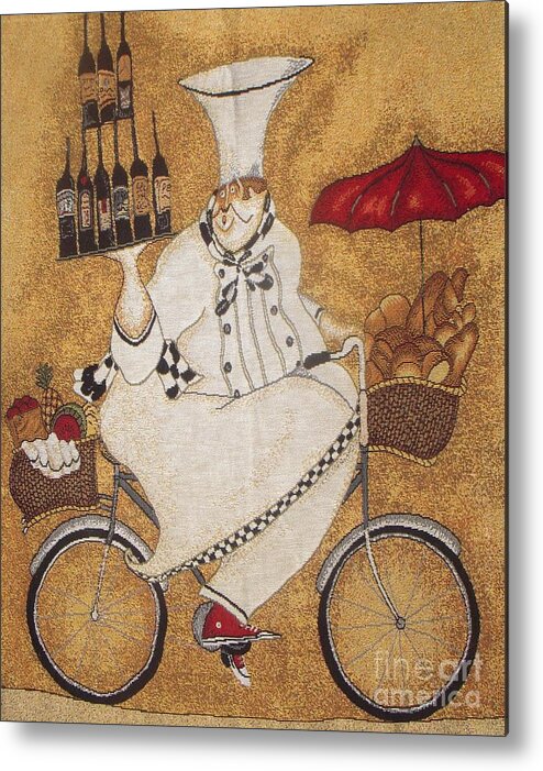 Chef Metal Print featuring the photograph Happy chef on the bike by Vesna Antic