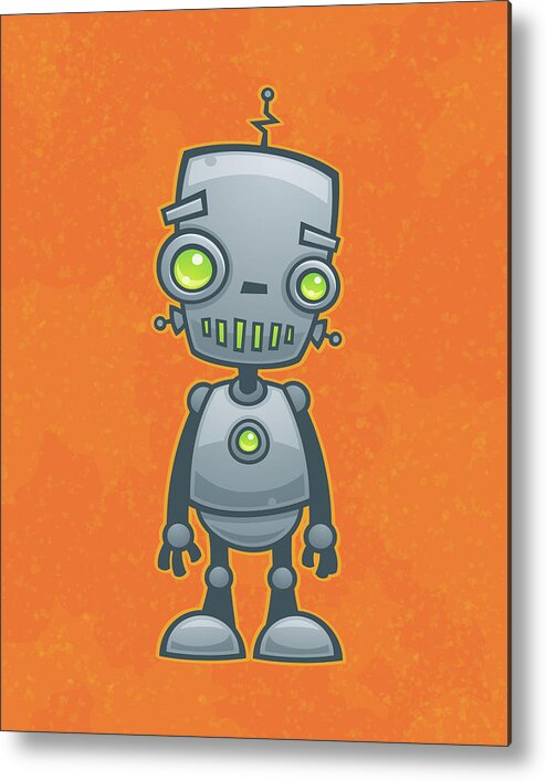 Robot Metal Print featuring the digital art Happy Robot by John Schwegel