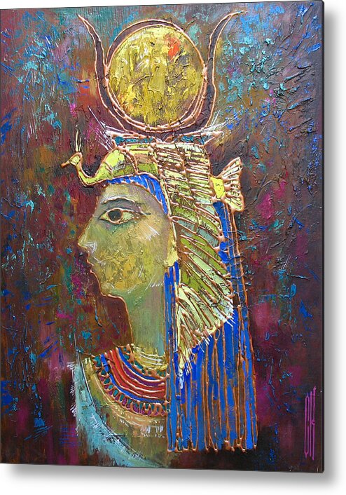 Hathor Metal Print featuring the painting Hathor. Goddess of Egypt by Valentina Kondrashova