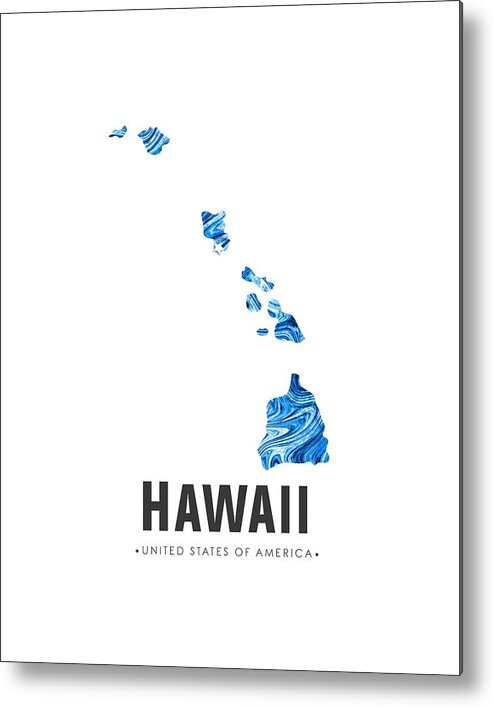 Hawaii Metal Print featuring the mixed media Hawaii Map Art Abstract in Blue by Studio Grafiikka