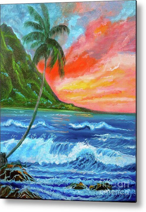 Sunset Metal Print featuring the painting Hawaiian Sunset by Jenny Lee