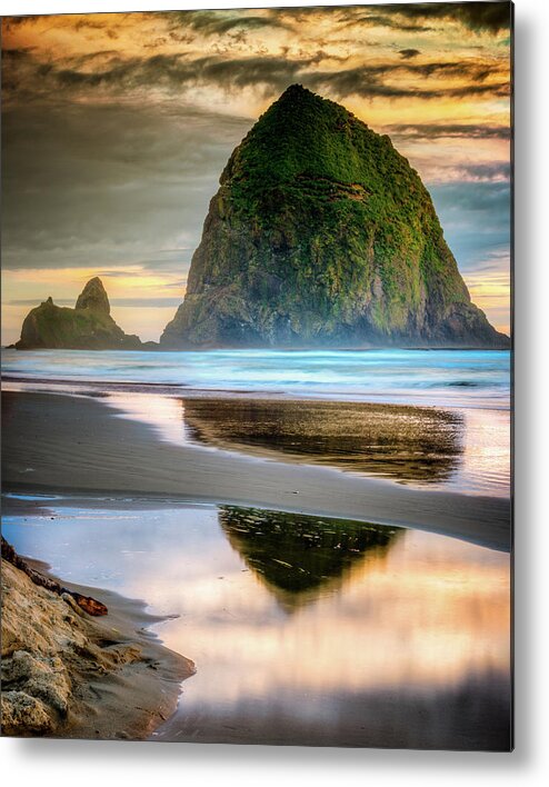 Haystack Metal Print featuring the photograph Haystack at Sunset by Chris McKenna