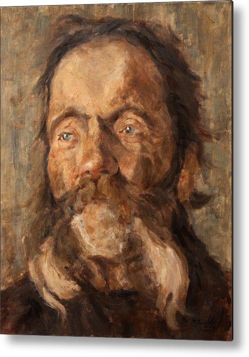 Portrait Metal Print featuring the painting Head of an old Man by Darko Topalski