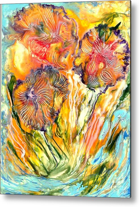 Healing Metal Print featuring the painting Healing Blossoms for Heather Ward by Heather Hennick