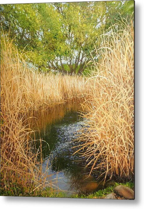  Metal Print featuring the painting Hear the croaking frogs by Jessica Anne Thomas