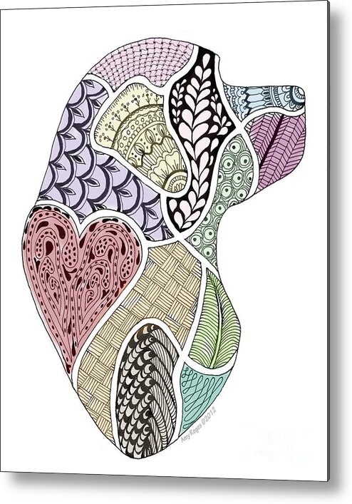 Amy Reges Metal Print featuring the drawing Heart Labrador Doggie Doodle by Amy Reges