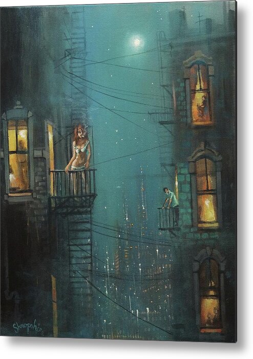 Night City Metal Print featuring the painting Heat Wave by Tom Shropshire