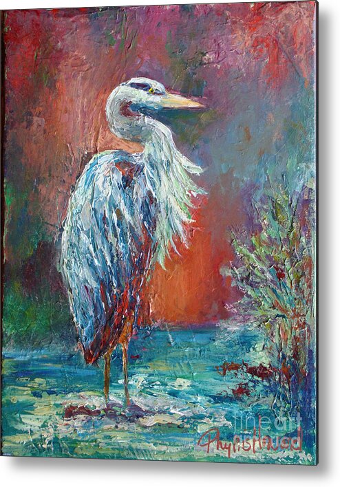 Heron Metal Print featuring the painting Heron in Color by Phyllis Howard