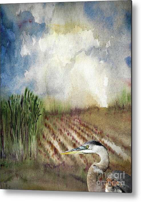 #creativemother Metal Print featuring the painting Heron in the Cane by Francelle Theriot