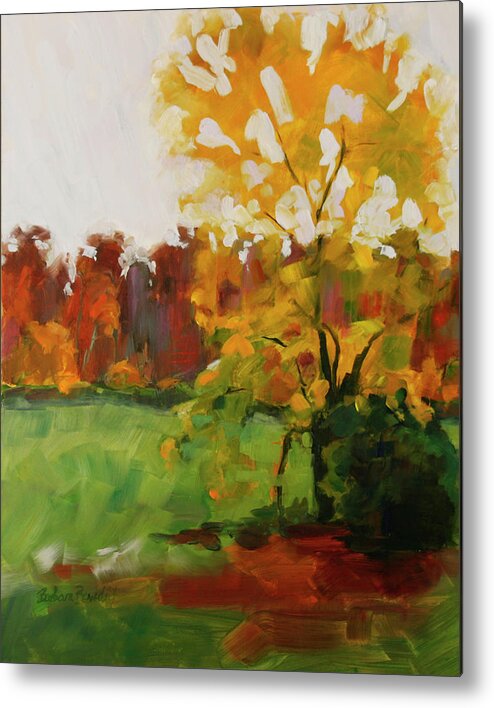 Autumn Metal Print featuring the painting High Ridge Downpour by Barbara Jones