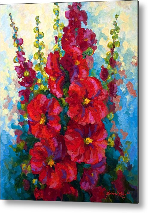 Floral Metal Print featuring the painting Hollyhocks by Marion Rose