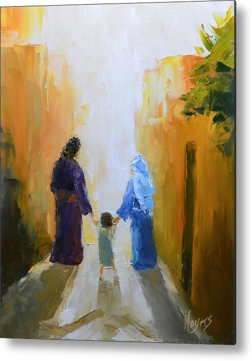 Christmas Metal Print featuring the painting Holy Family by Mike Moyers