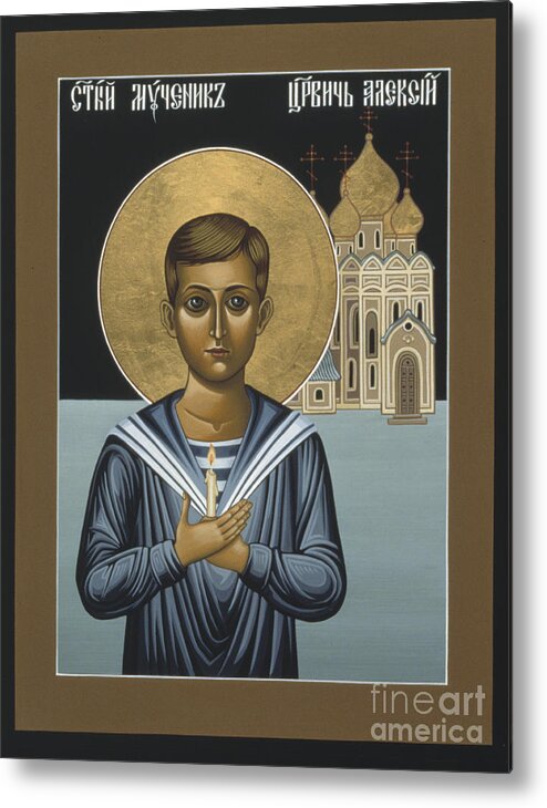 Holy New Martyr Tsarevich Alexei Metal Print featuring the painting Holy New Martyr Tsarevich Alexei 010 by William Hart McNichols