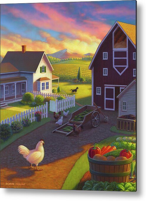 Farm Scene Metal Print featuring the painting Home on the Farm by Robin Moline