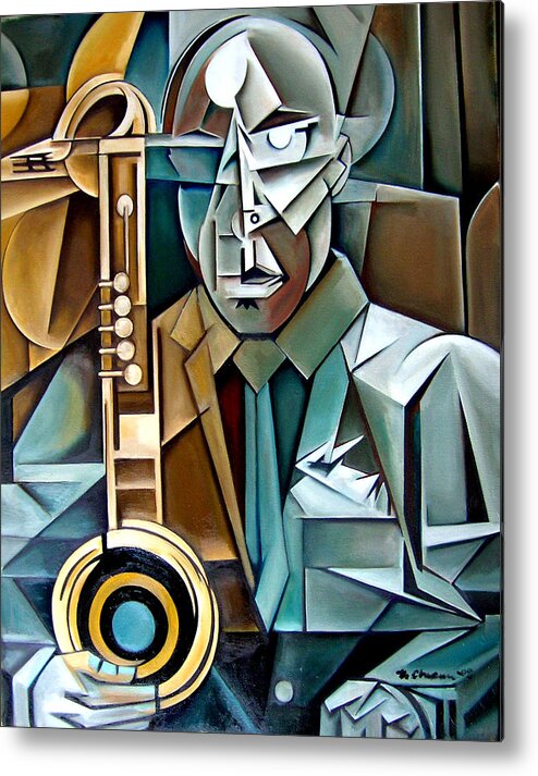 Jazz Saxophone Tim Warfield Metal Print featuring the painting Horn and Man by Martel Chapman
