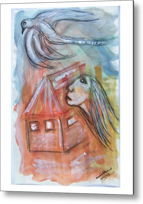 Confined Metal Print featuring the painting House Without A Door - Haus Ohne Tuer by Mimulux Patricia No