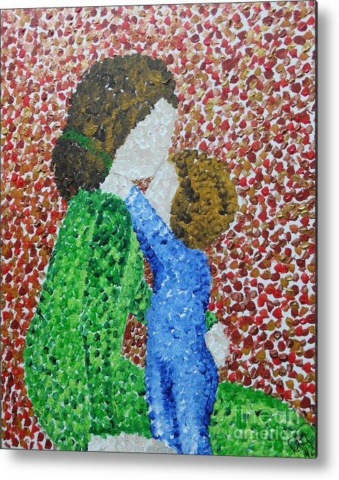 Mother And Child Metal Print featuring the painting Hug me Mommy by Dawn Plyler