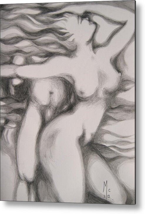 Fire Metal Print featuring the drawing I am the Fire by Marat Essex