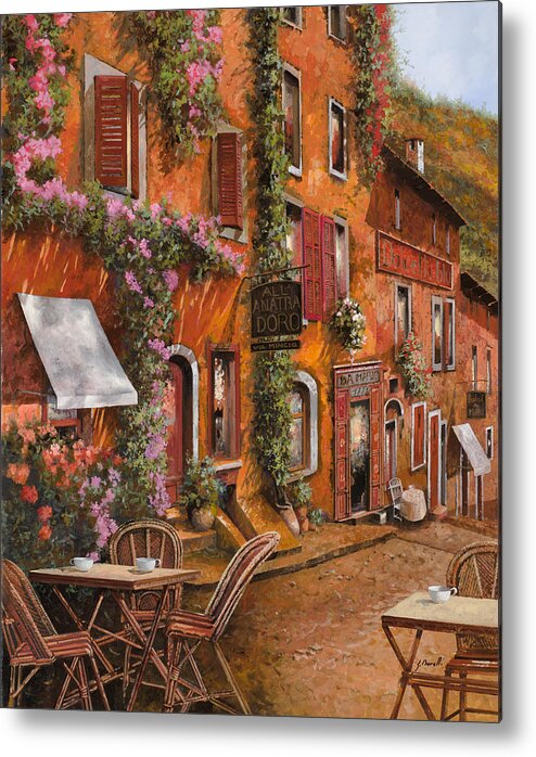 Cityscape Metal Print featuring the painting Il Bar Sulla Discesa by Guido Borelli