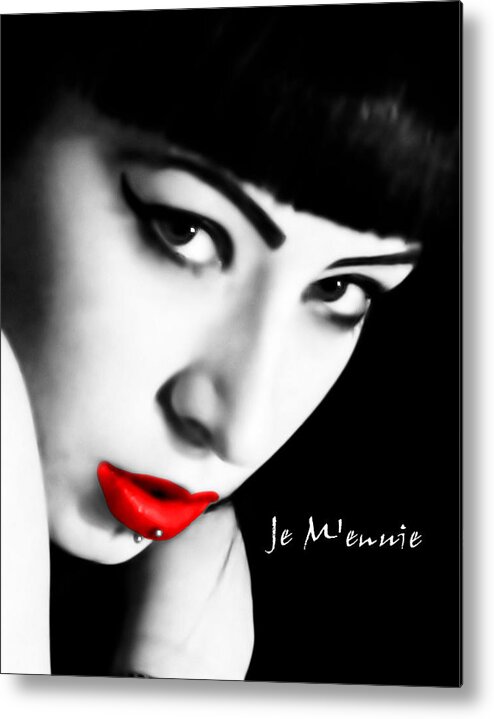 Red Lips Metal Print featuring the photograph I'm Bored by Bruce Gannon