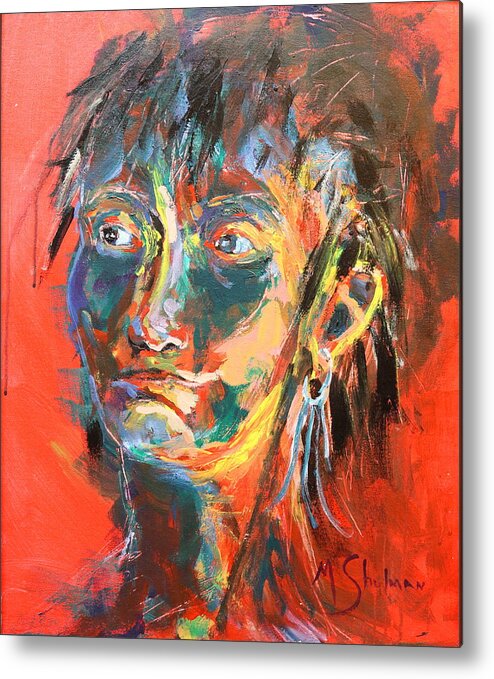 Portrait Metal Print featuring the painting I'm good by Madeleine Shulman