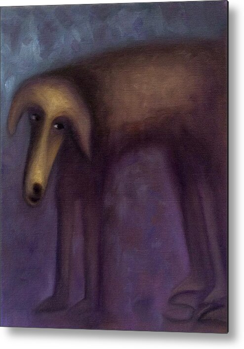 Portrait Metal Print featuring the painting I'm ready when you are by Suzy Norris