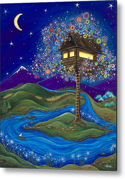 Moon Metal Print featuring the painting Imagine by Tanielle Childers