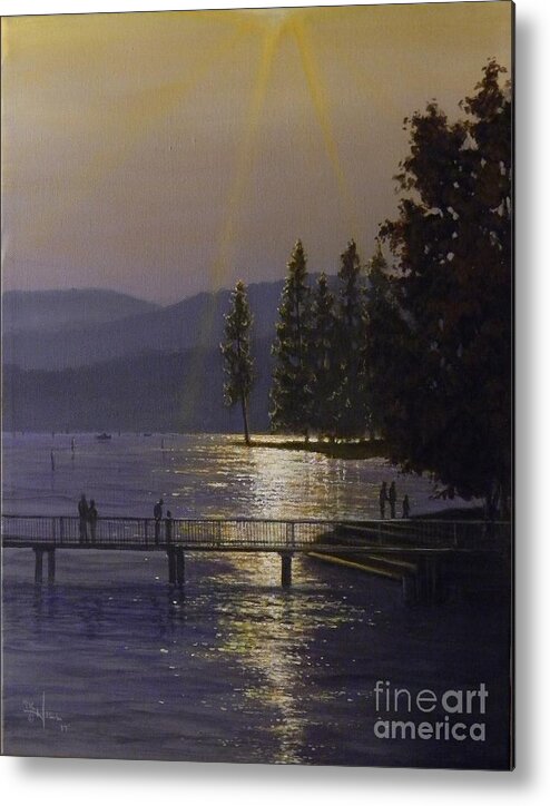 Lake Metal Print featuring the painting Independence point, Lake Coeur d'Alene by Paul K Hill