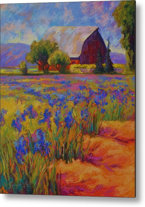 Pastel Metal Print featuring the painting Iris Field by Marion Rose
