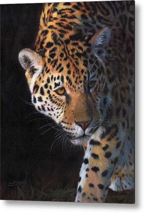 Jaguar Metal Print featuring the painting Jaguar Portrait by David Stribbling