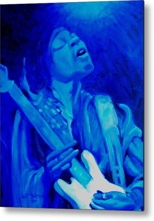 Jimi Metal Print featuring the painting Jimi Hendrix by Jeanette Jarmon