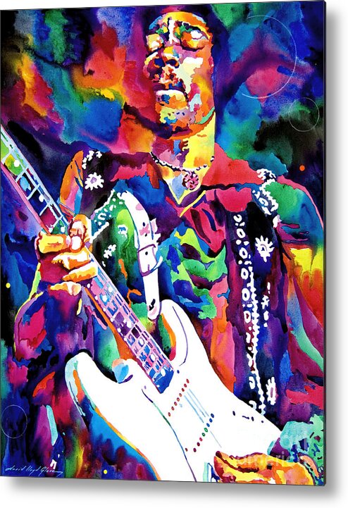 Jimi Hendrix Metal Print featuring the painting Jimi Hendrix Purple by David Lloyd Glover