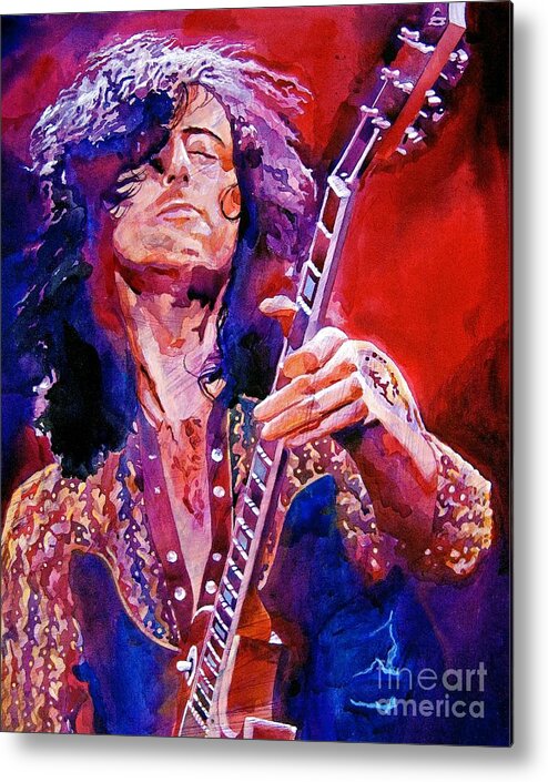 Jimmy Page Metal Print featuring the painting Jimmy Page by David Lloyd Glover