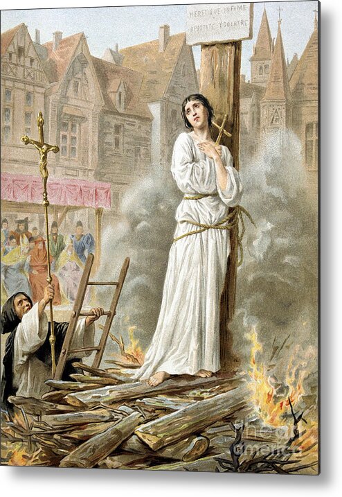 Joan Of Arc Metal Print featuring the painting Joan of Arc French heroine of the Hundred Years' War by French School