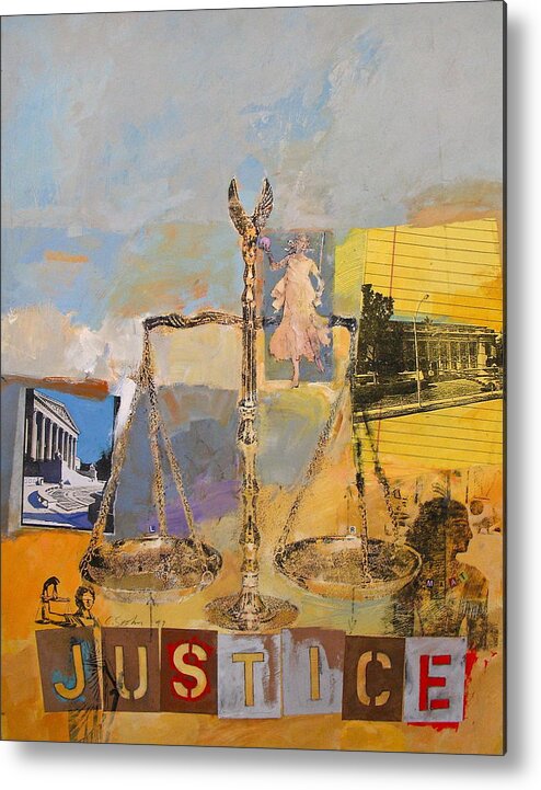Abstract Painting Metal Print featuring the painting Justice by Cliff Spohn
