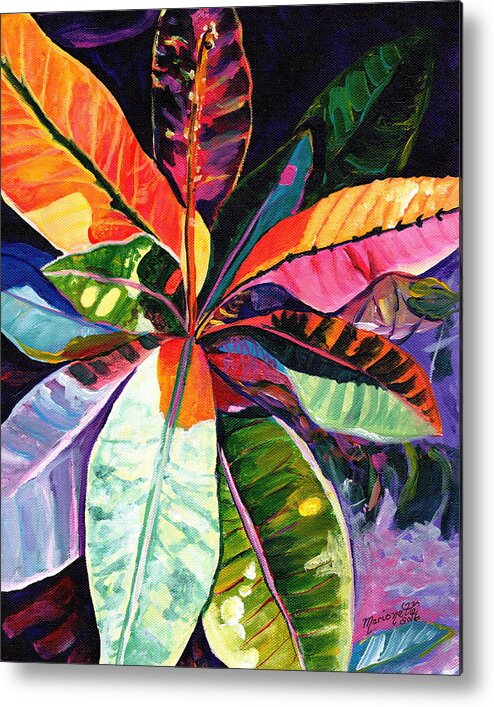 Tropical Leaves Metal Print featuring the painting Kauai Croton Leaves by Marionette Taboniar