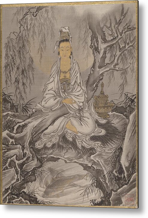 White-robed Kannon Metal Print featuring the painting White-Robed Kannon by Kawanabe Kyosai