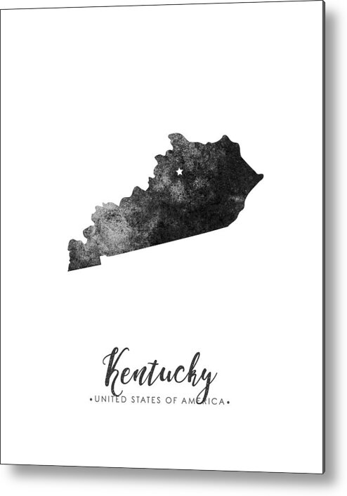 Kentucky Metal Print featuring the mixed media Kentucky State Map Art - Grunge Silhouette by Studio Grafiikka
