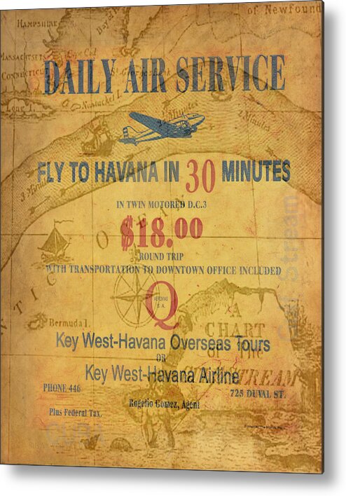 Susan Vineyard Metal Print featuring the photograph Key West to Havana by Susan Vineyard