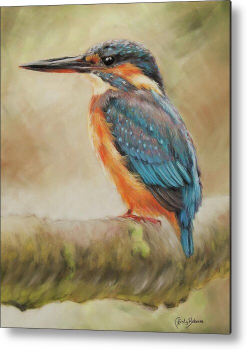 Kingfisher Metal Print featuring the pastel Kingfisher by Kirsty Rebecca