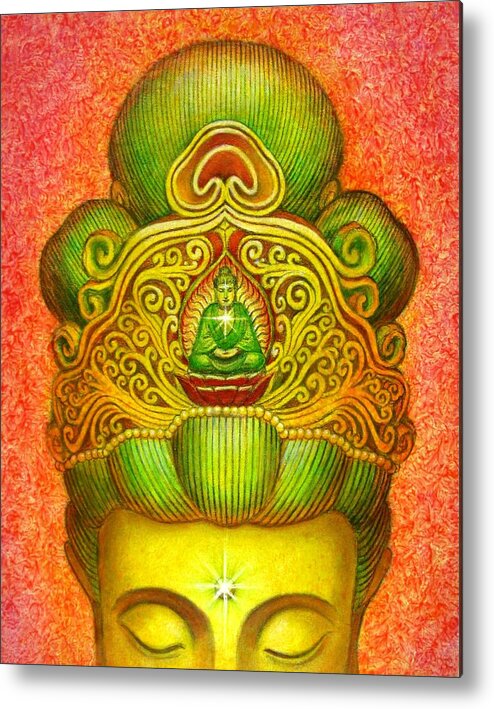 Kuan Yin Metal Print featuring the painting Kuan Yin's Buddha Crown by Sue Halstenberg