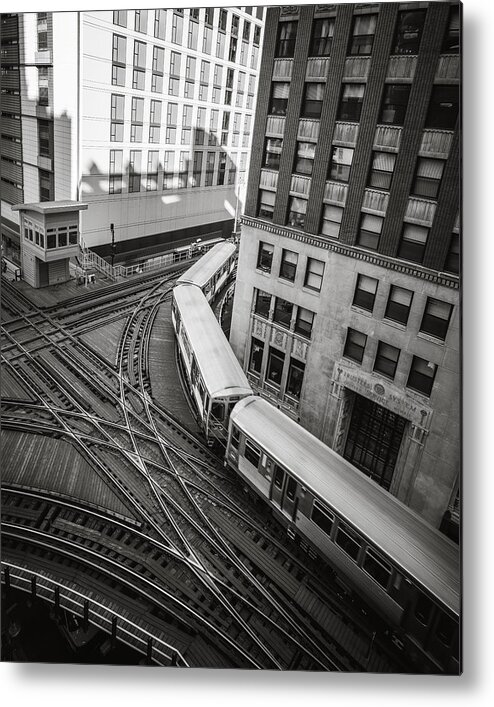 Chicago Metal Print featuring the photograph L Train in Chicago by James Udall