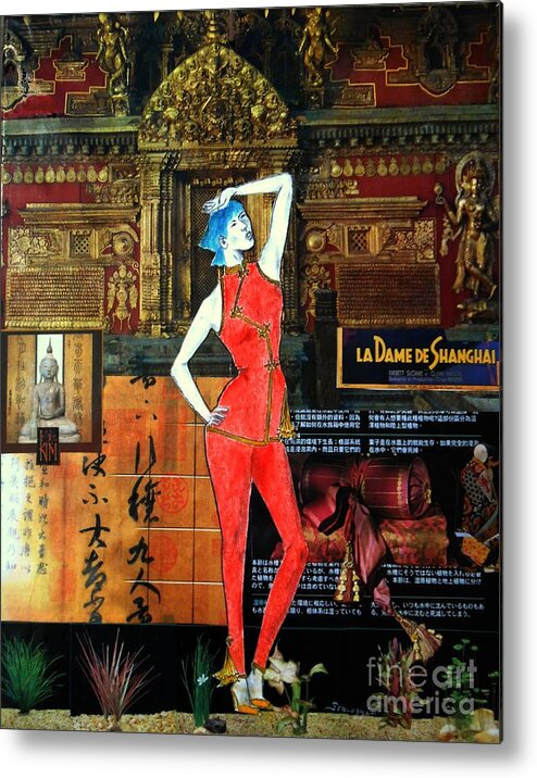 Kasian Metal Print featuring the painting La Dame de Shanghai -- Asian Fashion Collage by Jayne Somogy