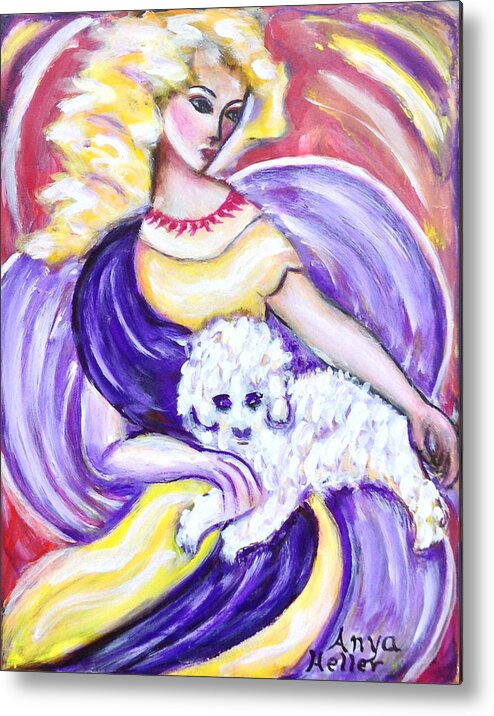Maltese Metal Print featuring the painting Lady and Maltese by Anya Heller